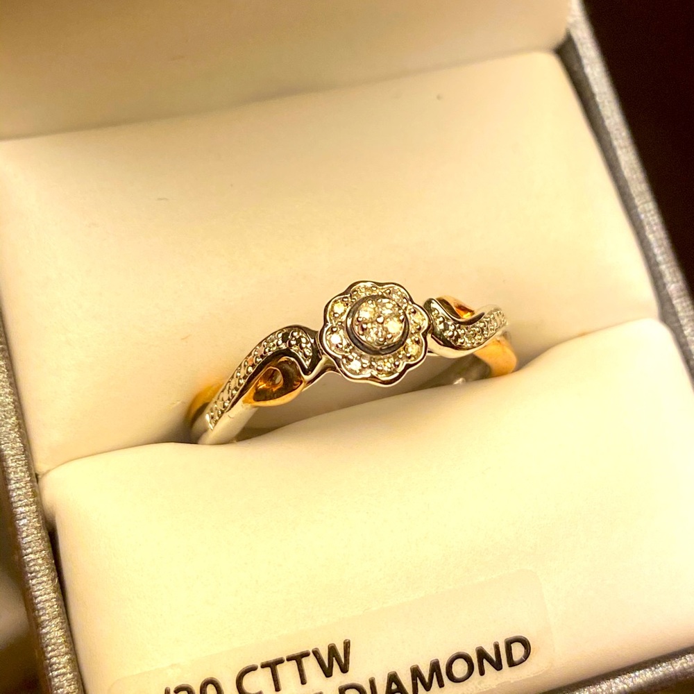 10k and silver Genuine diamond ring
